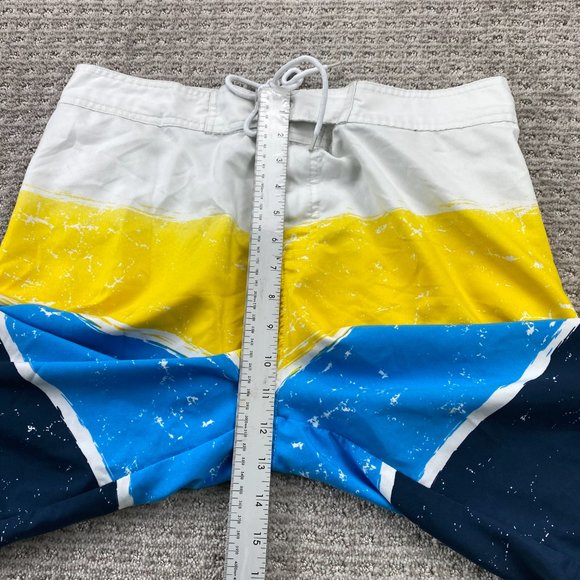 Vintage Corona Extra Beer Swim Trunks Men Medium M White Yellow Blue Stripes 90s - Picture 11 of 13